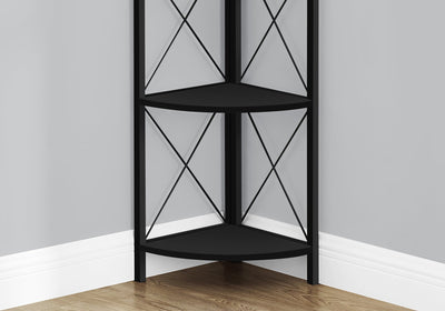 Bookcase - 60"H / Black / Black Metal Corner Etagere - I 3649