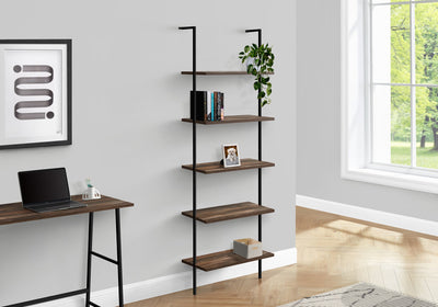 Bookcase - 72"H Ladder Brown Reclaimed / Black Metal - I 3680