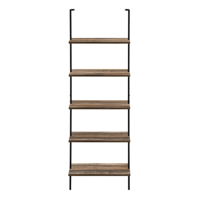 Bookcase - 72"H Ladder Brown Reclaimed / Black Metal - I 3680