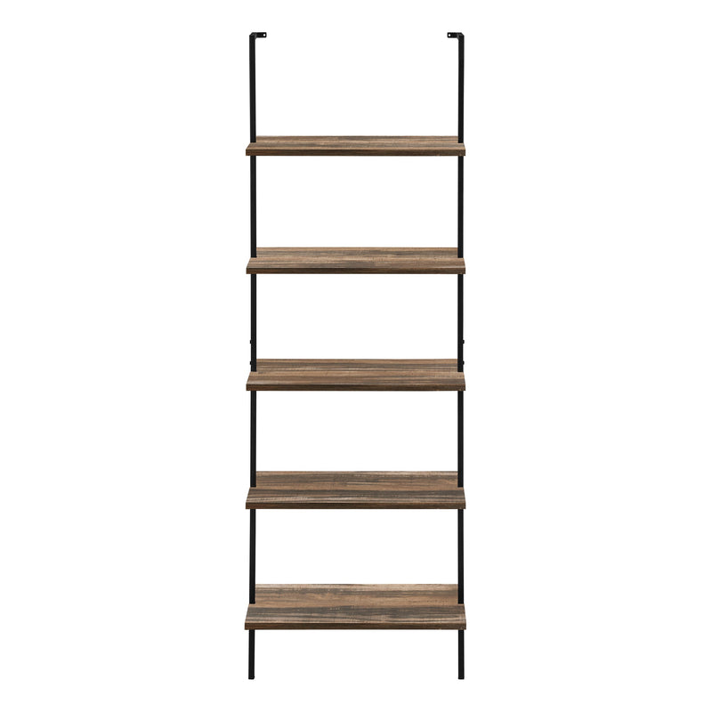 Bookcase - 72"H Ladder Brown Reclaimed / Black Metal - I 3680