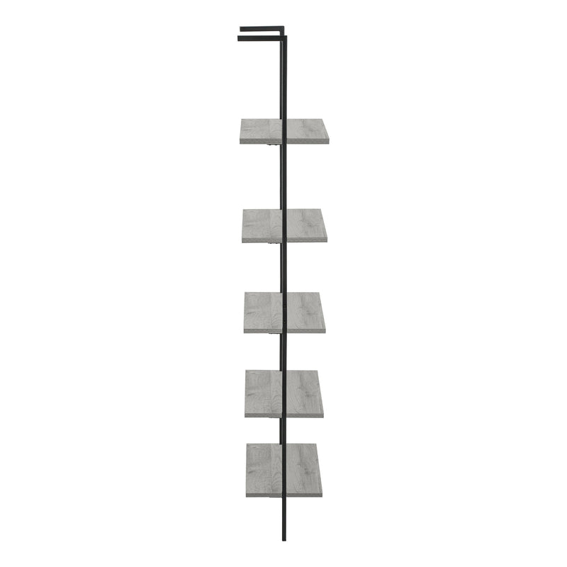 Bookcase - 72"H Ladder Grey / Black Metal - I 3681