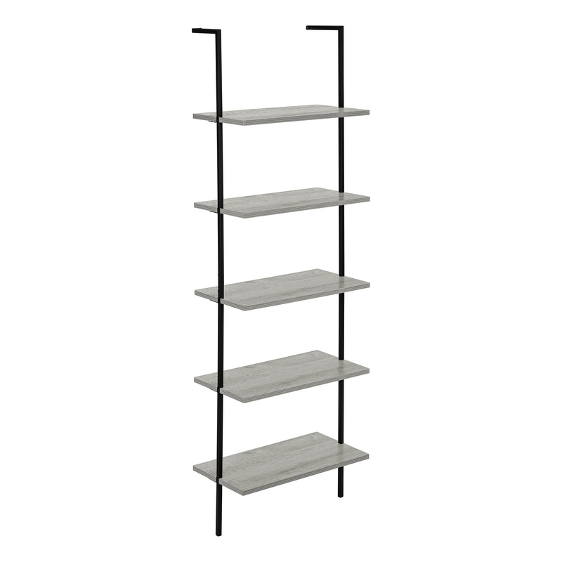 Bookcase - 72"H Ladder Grey / Black Metal - I 3681