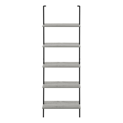 Bookcase - 72"H Ladder Grey / Black Metal - I 3681