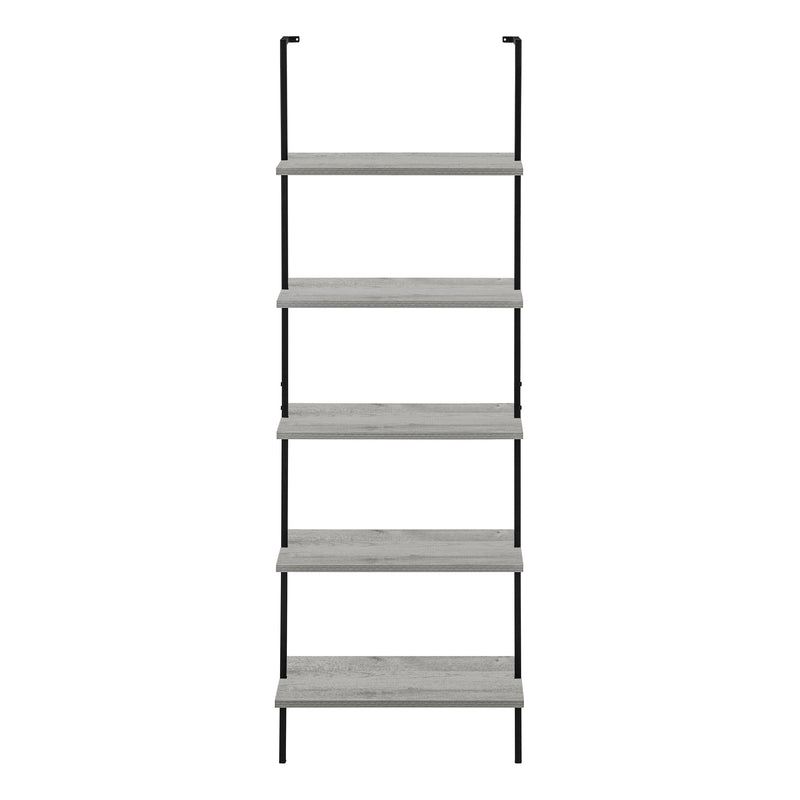 Bookcase - 72"H Ladder Grey / Black Metal - I 3681