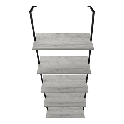 Bookcase - 72"H Ladder Grey / Black Metal - I 3681