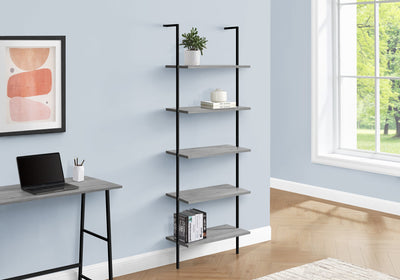 Bookcase - 72"H Ladder Grey / Black Metal - I 3681