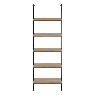 Bookcase - 72"H Ladder Dark Taupe / Black Metal - I 3682