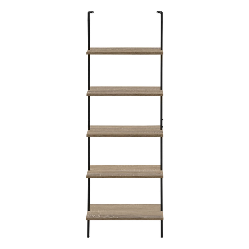 Bookcase - 72"H Ladder Dark Taupe / Black Metal - I 3682