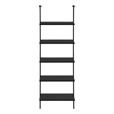 Bookcase - 72"H Ladder Black / Black Metal - I 3683