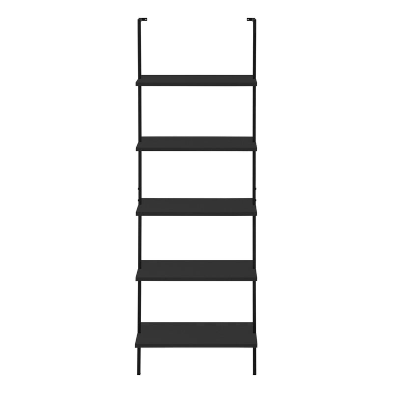 Bookcase - 72"H Ladder Black / Black Metal - I 3683