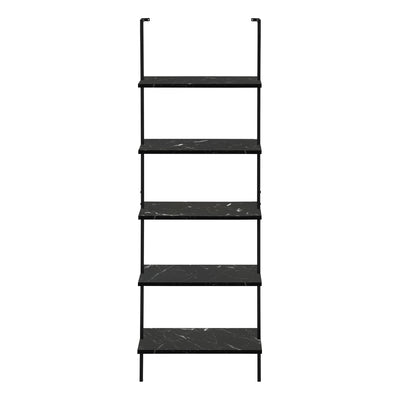 Bookcase - 72"H Ladder Black Marble / Black Metal - I 3684