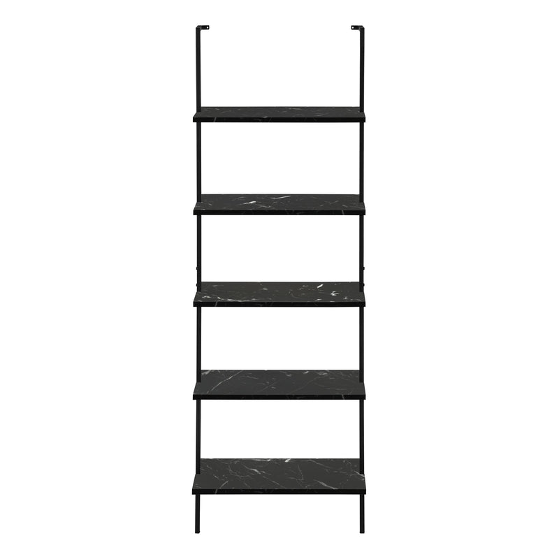 Bookcase - 72"H Ladder Black Marble / Black Metal - I 3684