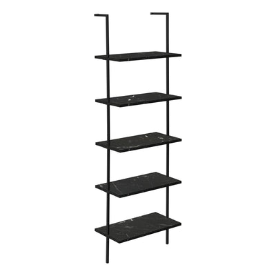 Bookcase - 72"H Ladder Black Marble / Black Metal - I 3684