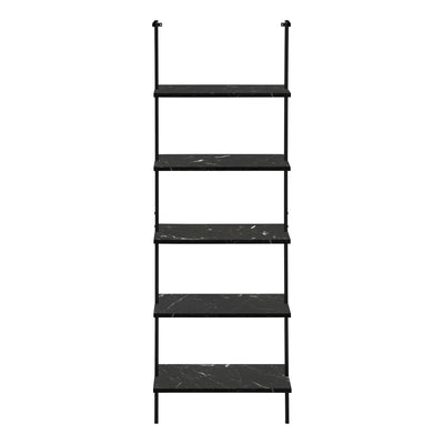 Bookcase - 72"H Ladder Black Marble / Black Metal - I 3684