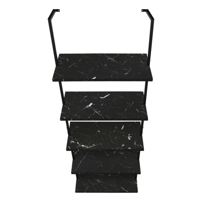 Bookcase - 72"H Ladder Black Marble / Black Metal - I 3684