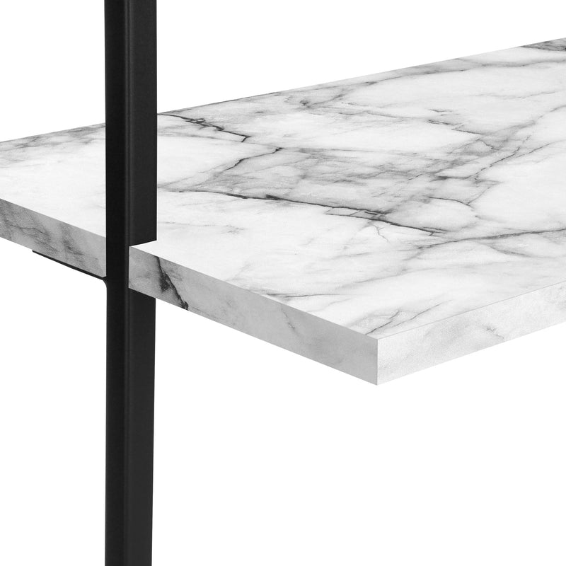 Bookcase - 72"H Ladder White Marble / Black Metal - I 3685