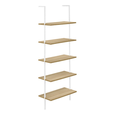 Bookcase - 72"H Ladder Natural / White Metal - I 3686