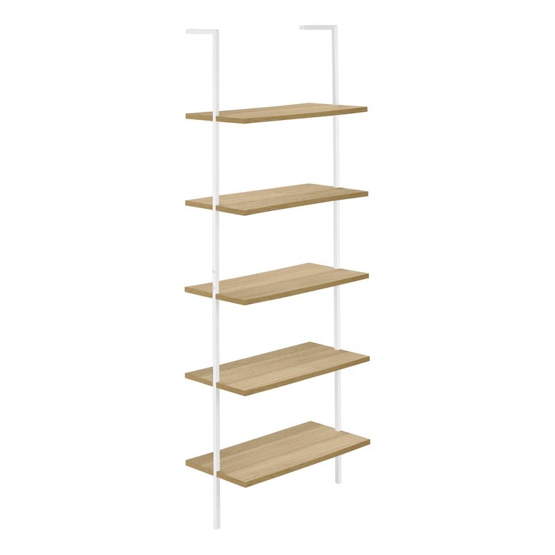 Bookcase - 72"H Ladder Natural / White Metal - I 3686