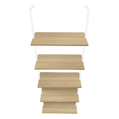 Bookcase - 72"H Ladder Natural / White Metal - I 3686