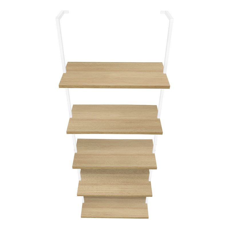 Bookcase - 72"H Ladder Natural / White Metal - I 3686