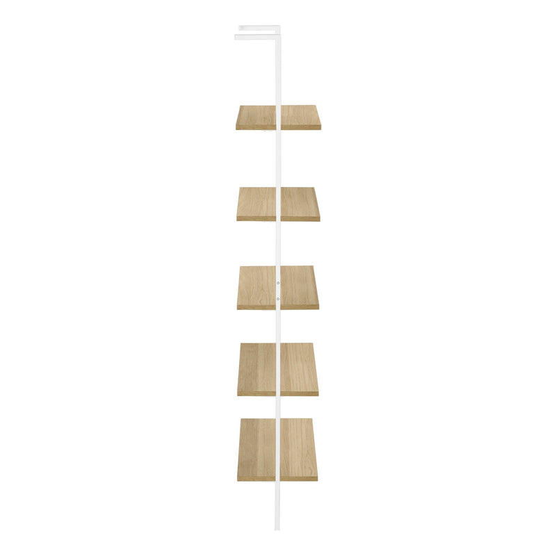 Bookcase - 72"H Ladder Natural / White Metal - I 3686