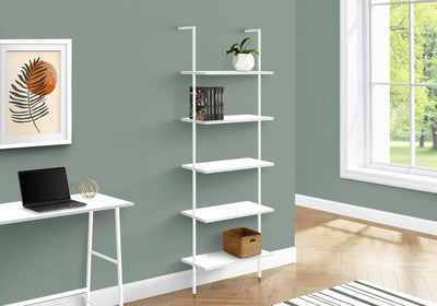 Bookcase - 72"H Ladder White / White Metal - I 3687