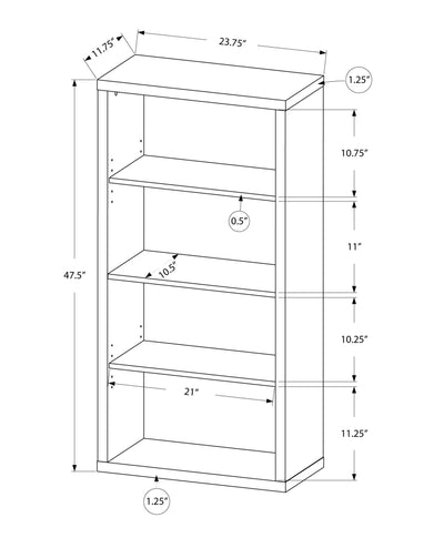 Bookcase - 48"H / White With Adjustable Shelves - I 7059