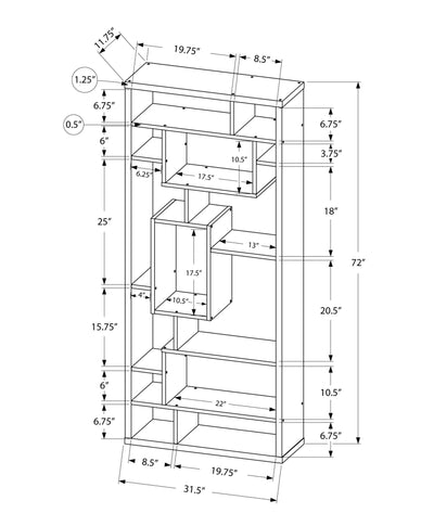 Bookcase - 72"H / White - I 7071