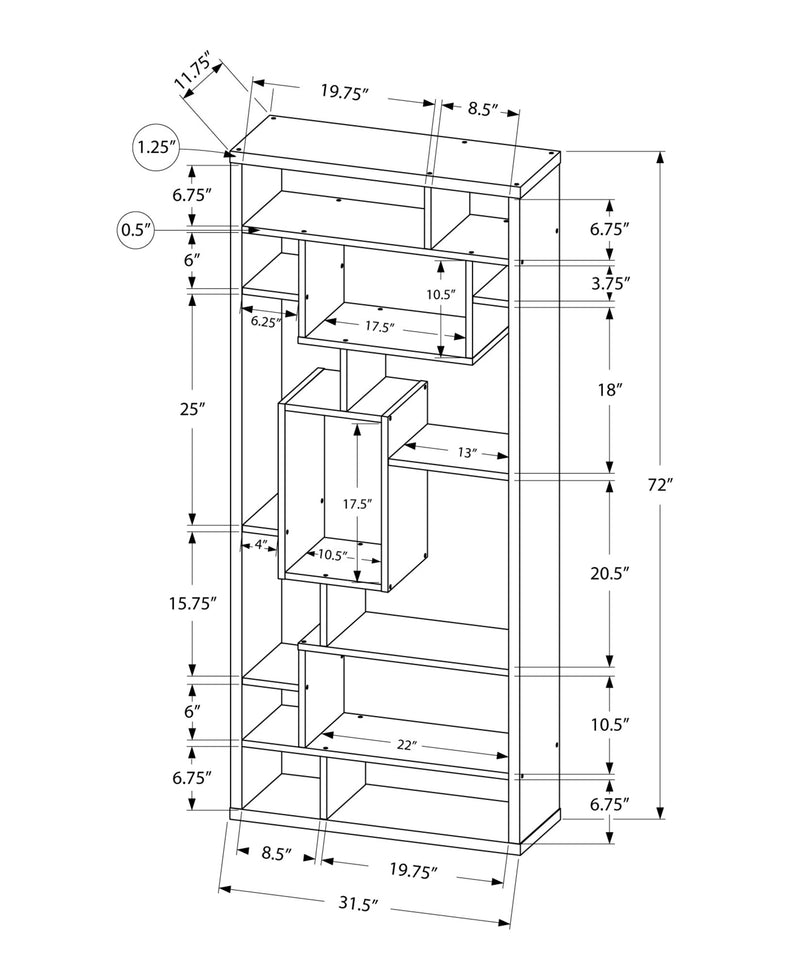 Bookcase - 72"H / White - I 7071