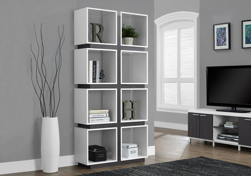 Bookcase - 71"H / White / Grey - I 7076