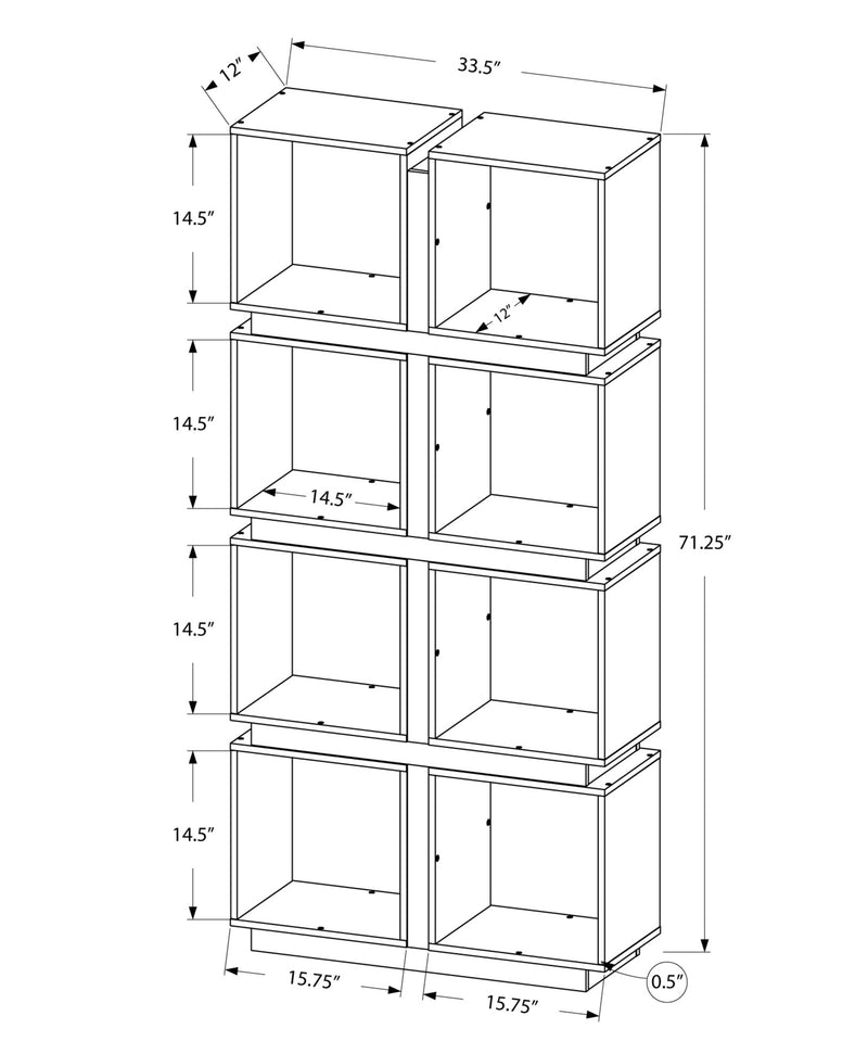 Bookcase - 71"H / White / Grey - I 7076