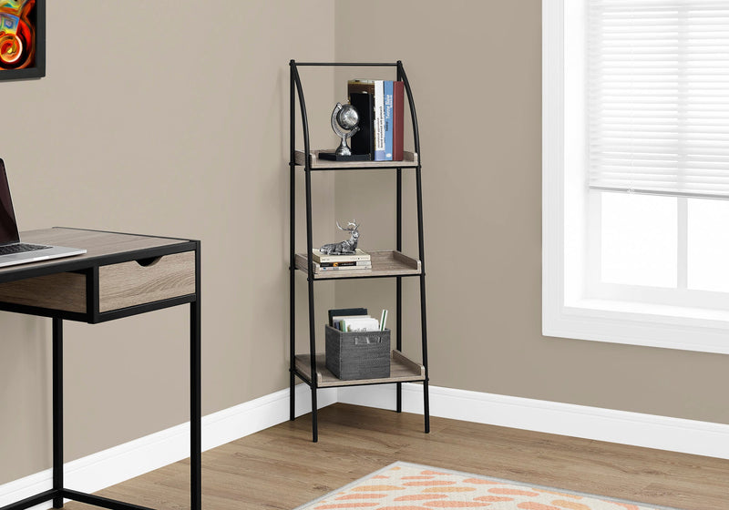 Bookcase - 48"H / Dark Taupe / Black Metal - I 7228