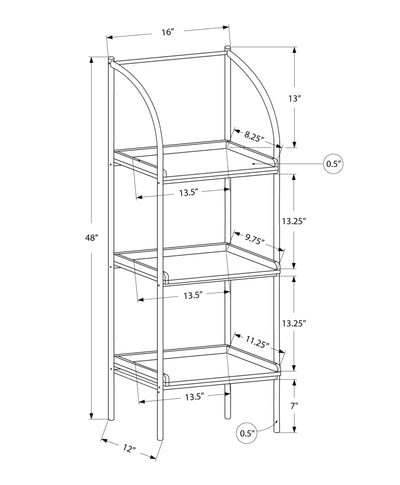 Bookcase - 48"H / Dark Taupe / Black Metal - I 7228