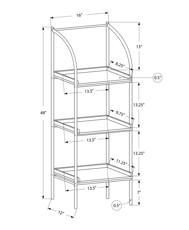 Bookcase - 48"H / Dark Taupe / Black Metal - I 7228