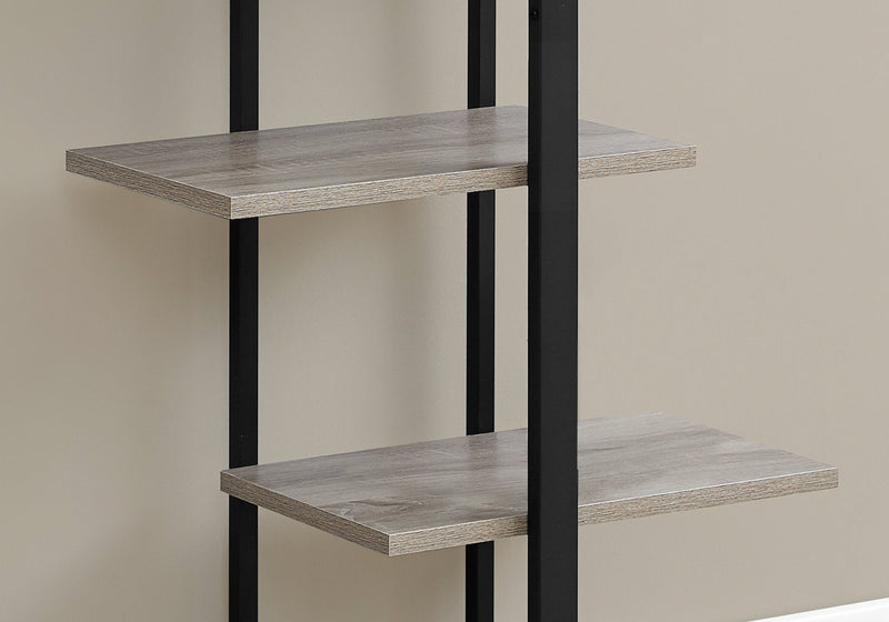 Bookcase - 60"H / Dark Taupe / Black Metal - I 7232