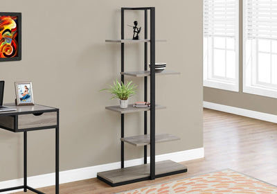 Bookcase - 60"H / Dark Taupe / Black Metal - I 7232