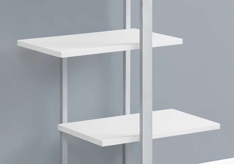 Bookcase - 60"H / White / Silver Metal - I 7233