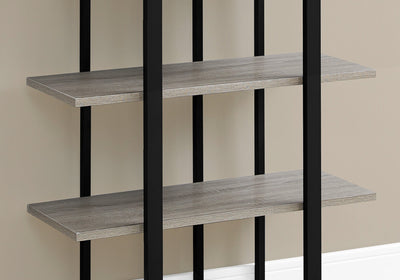 Bookcase - 60"H / Dark Taupe / Black Metal - I 7237