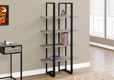 Bookcase - 60"H / Dark Taupe / Black Metal - I 7237