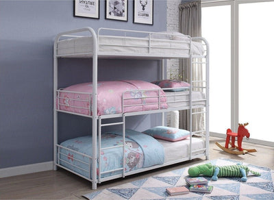 Single/Single/Single White Metal Bunk Bed - IF-B-505