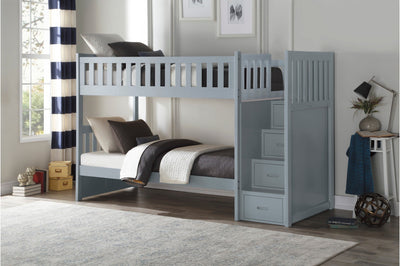 Twin/Twin Staircase Grey Bunkbed - MA-B2063SB