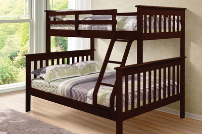 Espresso Finished Splittable Solid Wood Bunk Bed - Twin over Double - T-2501E/ IF-B-102E