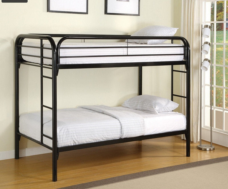 Space Saving Black Twin/Twin Steel Paltform Bunkbed - T-2810B/IF-B-500-B