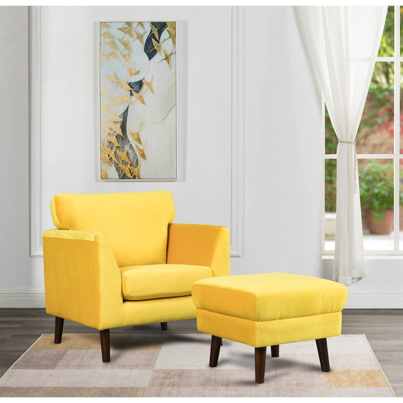 Tolley Collection Yellow velvet Fabric Chair - MA-9338YW-1