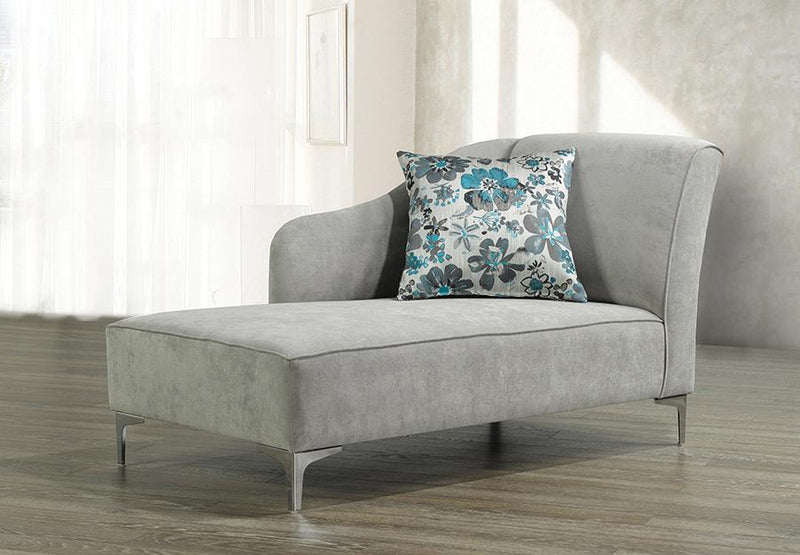 Swooping Velvet-Style Fabric Bench with Chrome Legs and matching accent pillow - R-850