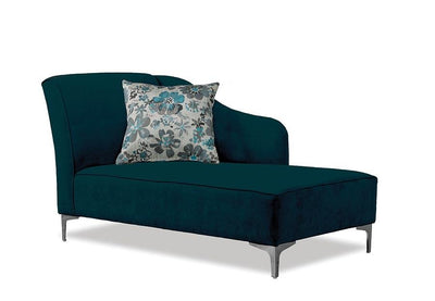 Swooping Velvet-Style Fabric Bench with Chrome Legs and matching accent pillow - R-851