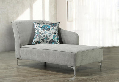 Swooping Velvet-Style Fabric Bench with Chrome Legs and matching accent pillow - R-851