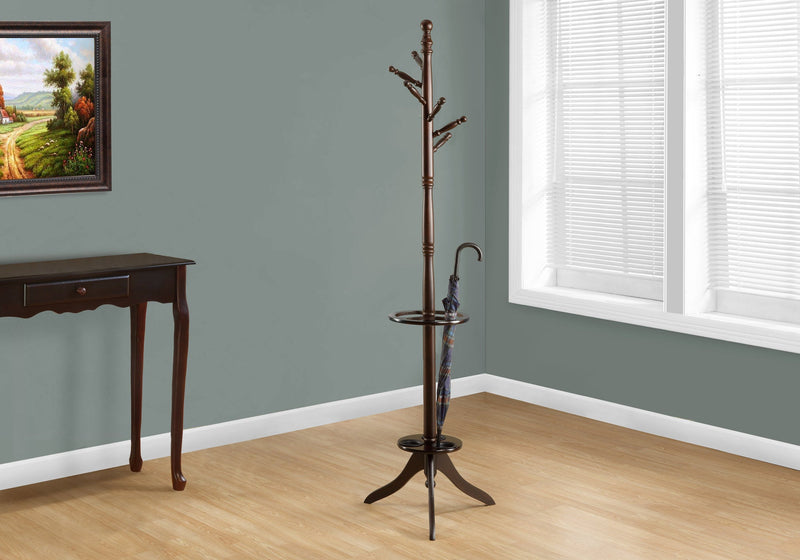 Coat Rack - 71"H / Dark Cherry With An Umbrella Holder - I 2005