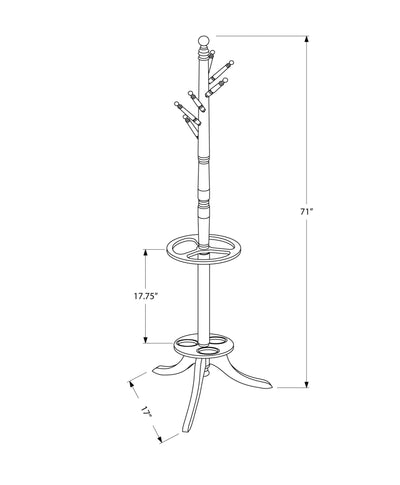 Coat Rack - 71"H / Dark Cherry With An Umbrella Holder - I 2005