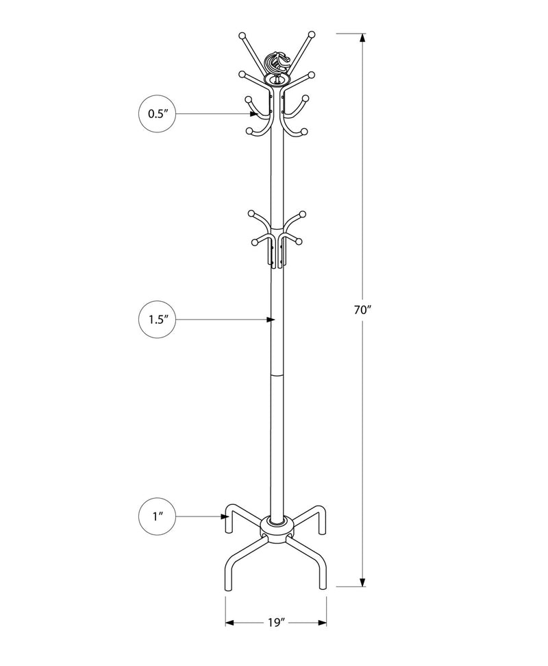 Coat Rack - 70"H / Black Metal - I 2019